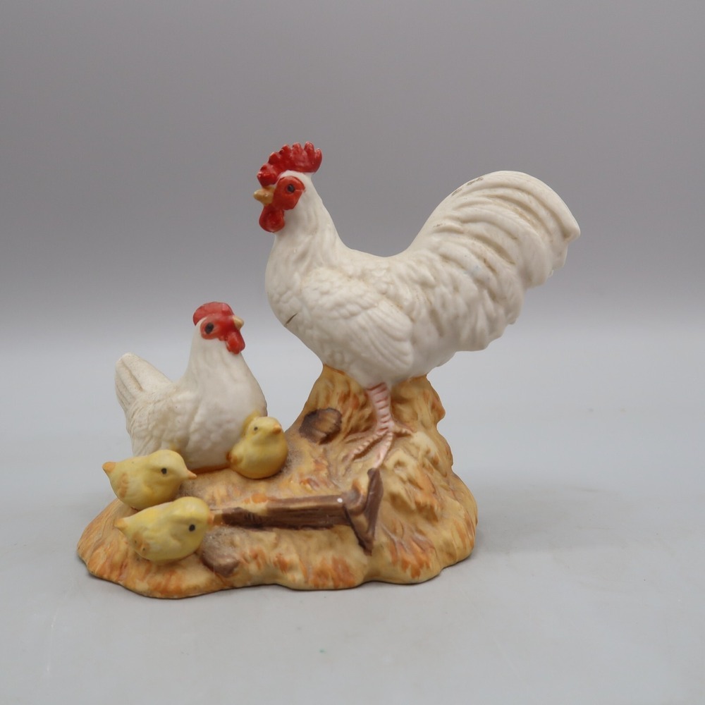 Vintage Country Home HOMCO‎ Rooster &Hen & Chicks Porcelain Figurine #1459